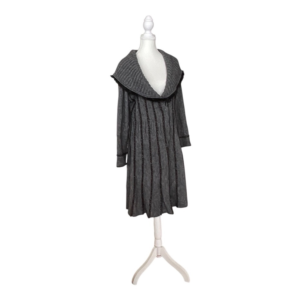 Joseph Ribkoff Alpaca Blend Coatigan Sweater Coat Grey Ribbed Collar Size 12 - Picture 3 of 8